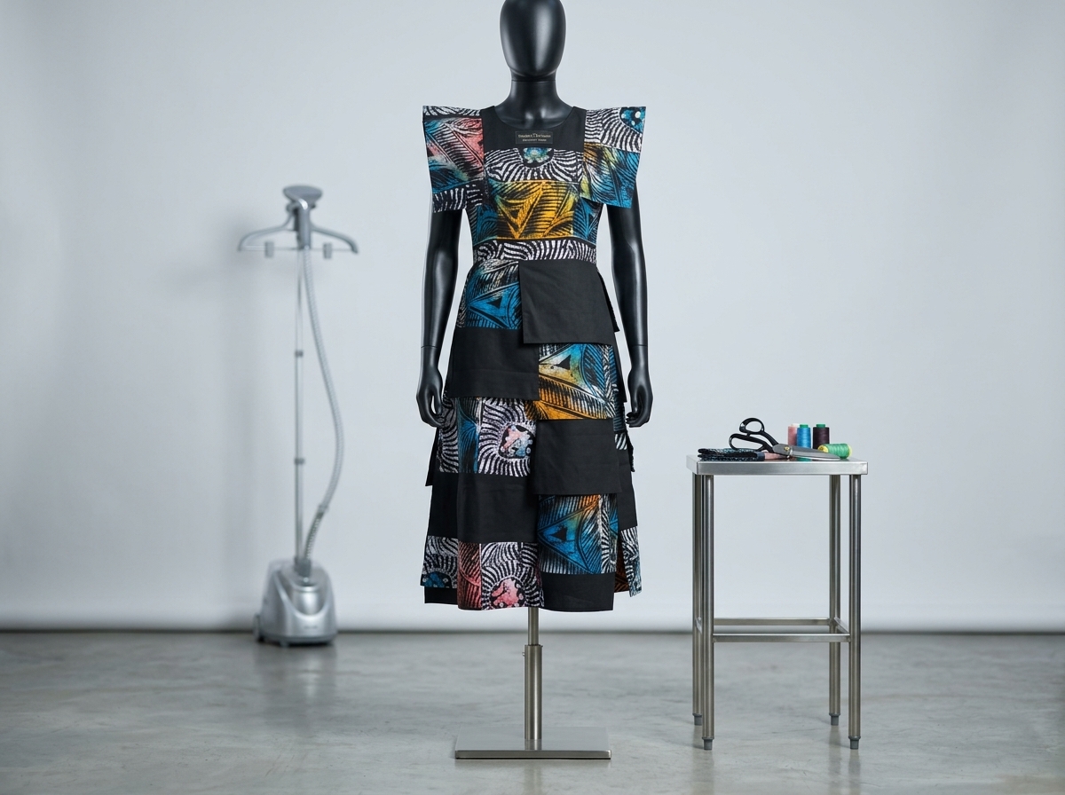Geometric Tiered Midi Dress